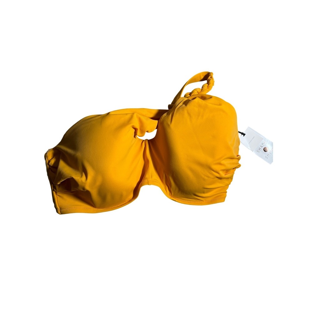 NWT Shade & Shore Womens Mustard Yellow One Shoulder Braided Bikini Top 38D Pool